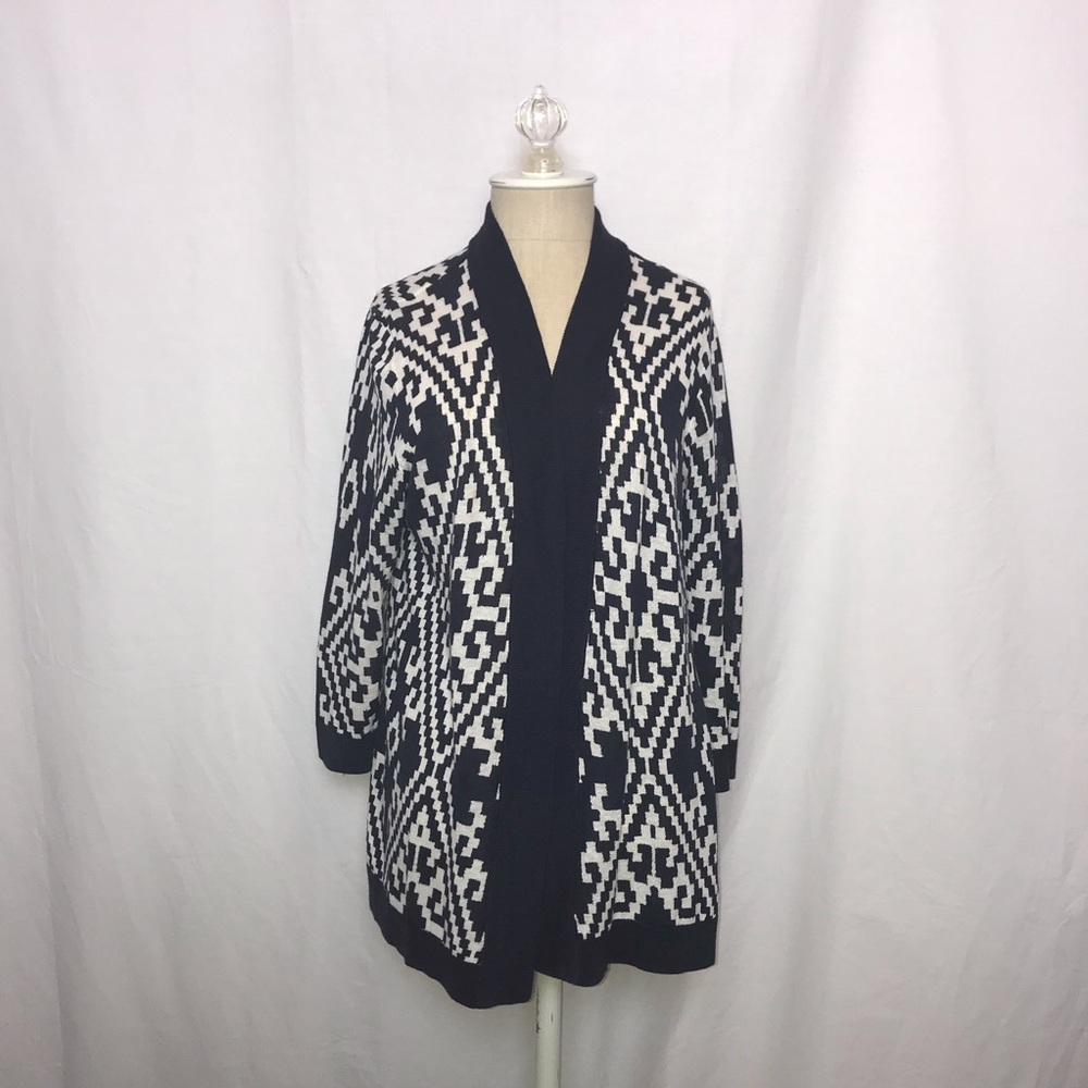 Talbots Black and White Cardigan (Size: M)